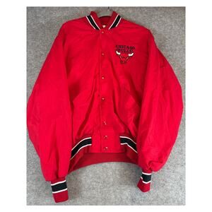 Vintage 90s Chicago Bulls NBA Varsity Jacket Mens XL Red DeLong Basketball